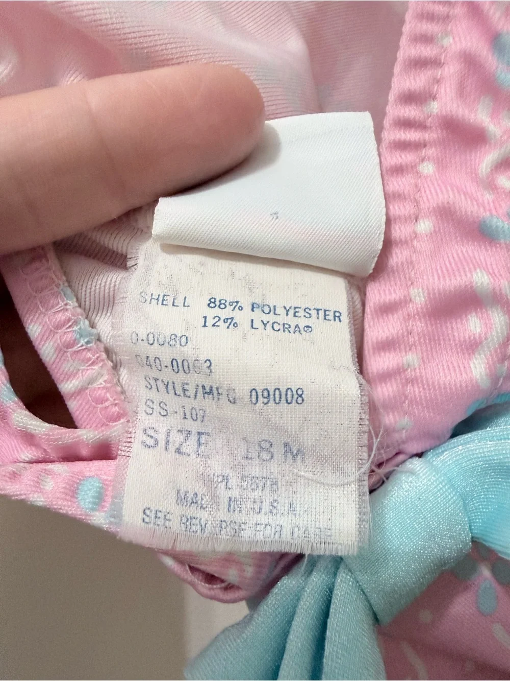 Vintage Oshkosh B’Gosh Pink Floral Bow Bathing Swim Suit One Piece 6-9 months